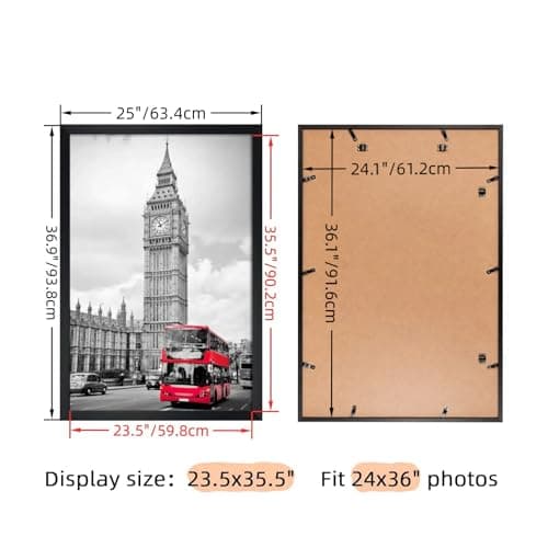 Giftgarden 24x36 Poster Picture Frame Black, 24 by 36 Thin Frame for Wall Display, Single — view 2
