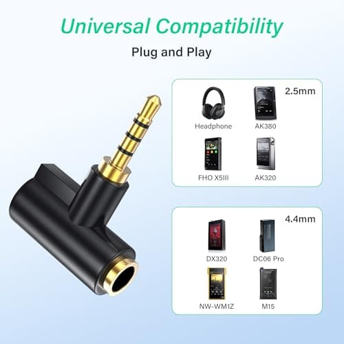 SinLoon 4.4mm Female to 2.5mm Male Balanced Audio Adapter, Gold Plated Plug, Balanced Converter for HiFi DAP Headphone Amplifier — view 5