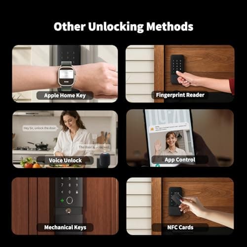 Aqara UWB Smart Lock U400, Matter Over Thread, Apple Home Key, Fingerprint Keyless Entry Deadbolt,Touchscreen Keypad, Rechargeable Battery, Supports HomeKit, Alexa, Google, Home Assistant, Black — view 2