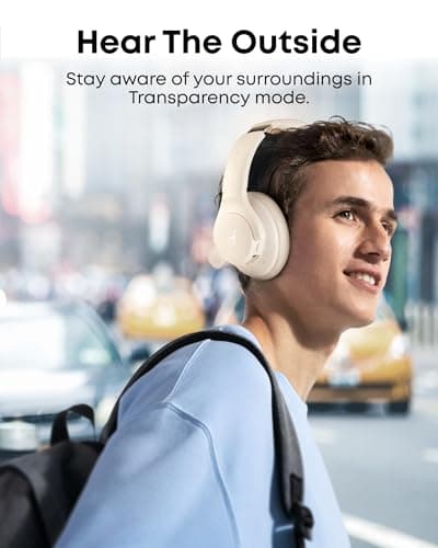 soundcore by Anker Q20i Hybrid Active Noise Cancelling Headphones, Wireless Over-Ear Bluetooth, 40H Long ANC Playtime, Hi-Res Audio, Big Bass, Customize via an App, Transparency Mode, Ideal for Travel — view 5