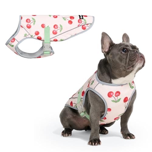 Spark Paws Dog Cooling Vest - SPF 50 UV Sun Protection - Summer Heat Relief Gear for Dogs, Lightweight, Evaporative Cooling - Dog Anxiety Relief Vest During Hot Days - Cherries - Size L