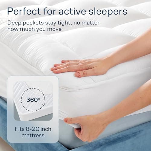 Cloud-Like Twin XL Mattress Topper - 100% Cotton Top Mattress Pad for Back Pain Relief - Breathable & Naturally Cooling for Hot Sleepers - Machine Washable — view 4