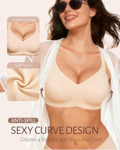 Gailife Womens Jelly Bra for Women Wireless Bras Seamless No Underwire Supportive Full Coverage T-Shirt Bra-Skin Color-M — view 2
