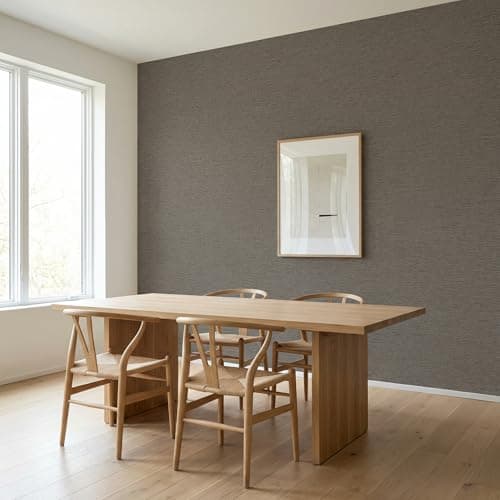 WADILE Grasscloth Peel and Stick Wallpaper 15.7in x 78.7in, Textured Contact Paper for Cabinets, Faux Linen Wall Paper Pull and Stick, Fabric Vinyl Wallpaper Self Adhesive Brown Gray — view 3