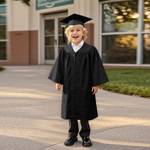 2026 Kids Graduation Gown and Cap Set for Kindergarten Preschool Boys Girls Ceremonies Outfit with Tassel