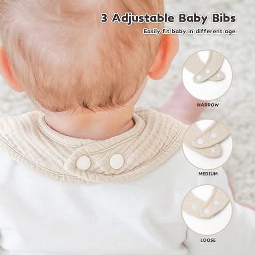 Susurration Muslin Baby Drool Bibs 10Pack Soft Square Adjustable Bandana Bibs for Unisex Baby Girls & Boys (Pink) — view 4