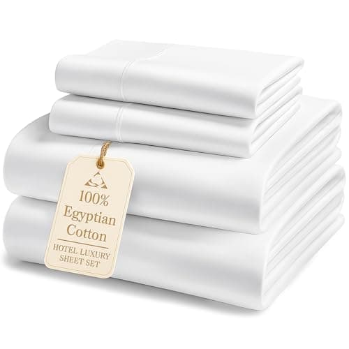 Lane Linen 1000 TC 100% Egyptian Cotton Queen Bed Sheets Set - White
