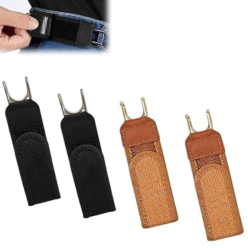 4PCS Buckleless Belt for Men Women, Tactical Metal Hook Elastic Belt, Adjustable No Buckle Side Belt for Pants, Comfortable Stretch Waist Belt for Work Travel Everyday Wear