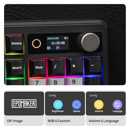 EPOMAKER TH99 PRO 96% Mechanical Keyboard with Screen & Knob, 10000mAh, 2.4Ghz/BT, Hot Swap, Custom Driver, RGB Backlight, PBT Keycap, Wireless Gaming Keyboard for PC/Mac (Black, Creamy Jade) — view 2