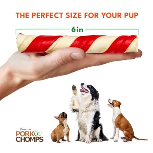 Pork Chomps Baked Pork Skin Dog Chews, 6 Inch Twists, 24 Count - Assorted Flavors - Long-Lasting Treats for Dogs - High Protein, Rawhide-Free, Low Fat, Healthy & Delicious Chews — view 3