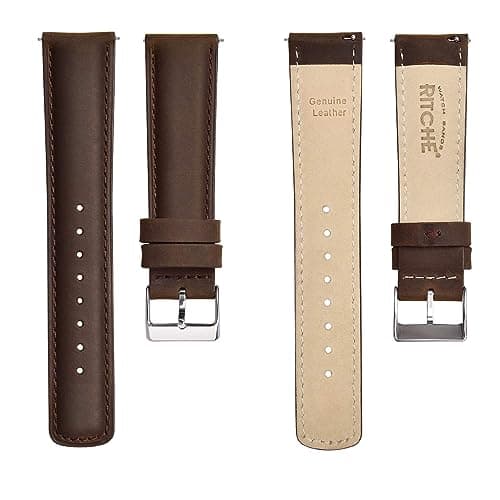 Ritche Genuine 24mm Leather Watch Band Classic Vintage Quick Realease Watch Bands for Men Women Compatible with Timex Expedition Fossil Seiko Saddle Brown Watch Strap — view 4