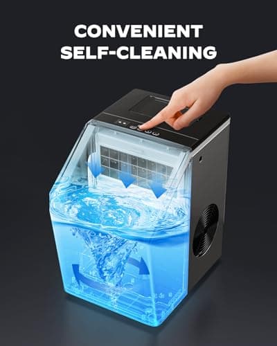 Silonn Ice Makers Countertop, 44lbs Per Day, 2 Ways to Add Water, Auto Self-Cleaning, Stainless Steel Ice Machine for Home Office Bar Party — view 5