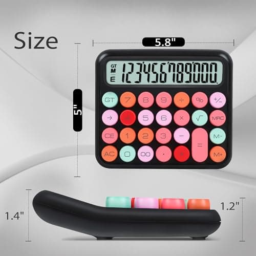 VEWINGL Mechanical Calculator 12 Digit Desk Calculator with Extra Large 5" LCD Display, Big Easy-Press Buttons, 15° Tilted Screen, Office & School Desktop Calculator — view 5