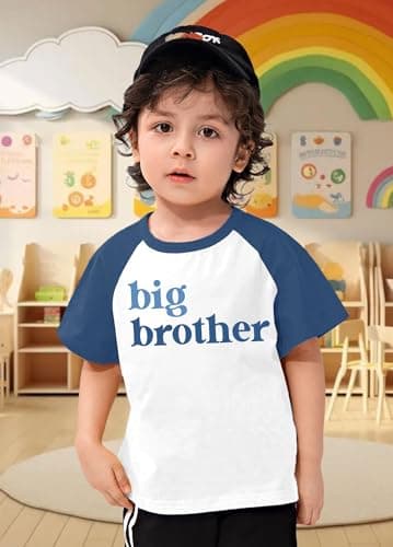 QAUN Big Brother Tshirt for Toddler Boy Reglan Short Sleeve Big Bro Announcement Summer Tee Tops — view 2