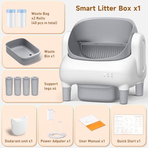 Hazrela Automatic Cat Litter Box,Self Cleaning Litter Box for Multiple Cats with Open Top Design,App Control and Safety Protection,Ultra-Quiet,Easy Setup,Light Gray — view 8