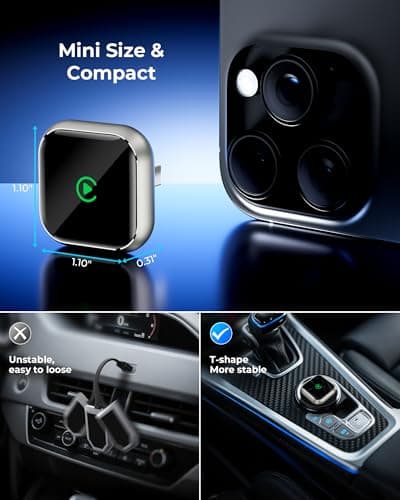 Wireless CarPlay Adapter for Apple iPhone - Upgrade Wired CarPlay to Wireless Device, Mini T-Shaped for Car USB Plug and Play Auto Reconnect, for Vehicle GPS Navigation Car Stereo Receivers, Black