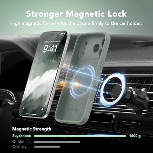 SuydanBox Magnetic for iPhone 17 Pro Case, Compatible with MagSafe, [Full Camera Protection][Screen Protector] Silicone Shockproof Protective Phone Case for iPhone 17 Pro 6.3", Calke Green — view 2