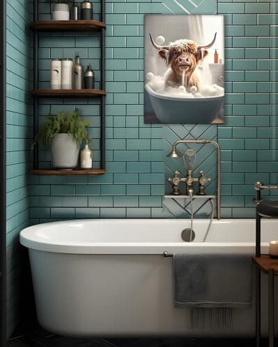 UPWOIGH 12x16 Framed Highland Cow Bathroom Wall Art — view 5