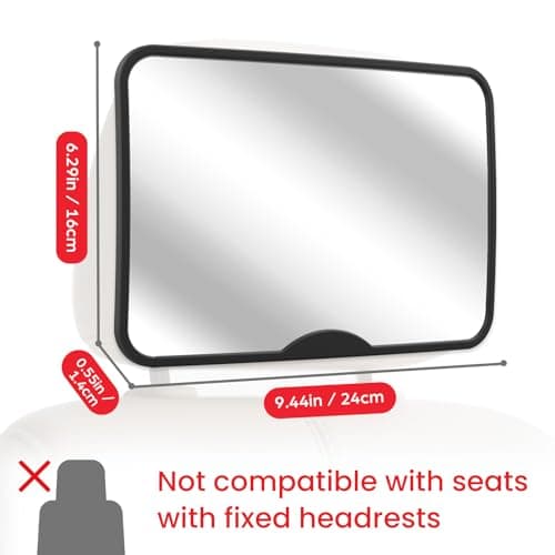 Plantureco Baby Car Mirror, Safety Car Seat Mirror for Rear Facing Infant, Clear Wide View, Easily Observe the Baby Move, Secure, Shatterproof, Easy Install, Perfect (Black)