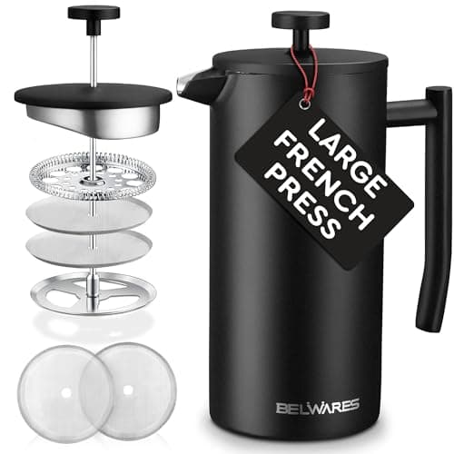 French Press Coffee Maker - 50oz Stainless Steel, Insulated Coffee Press