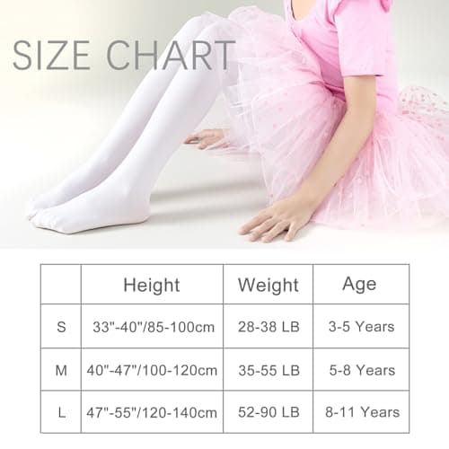 Ballet Tights Girls Dance Tights School Girl Footed Leggings Kids Ultra Soft Pantyhose Stockings 5-8 Years Kids 1 Pack (White) — view 5