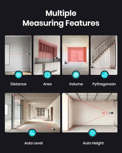 229Ft Laser Measure Device, Mileseey Digital Laser Tape Measure with Upgraded Electronic Angle Sensor, ±2mm Accuracy, Area Measurement,Volume and Pythagoras, Backlit LCD,Mute, Battery Included — view 4