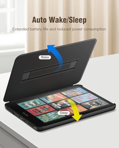 MoKo Case for New 7" Kindle Paperwhite(12th Gen 2024) and Kindle Colorsoft Signature Edition 2024, Lightweight Shell Cover with Hand Strap Auto Wake/Sleep for Kindle Paperwhite 2024, Notebook Black — view 5