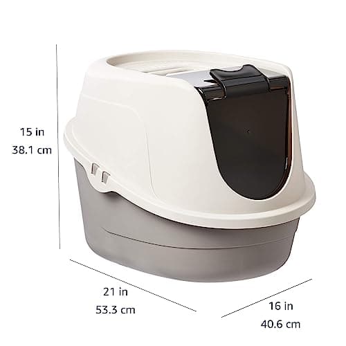 Amazon Basics No-Mess Enclosed Hooded Cat Litter Box, Standard, Multicolor, 53cm x 41cm x 38cm — view 5