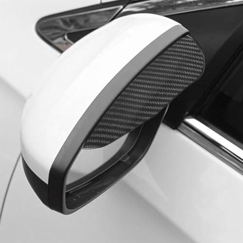 CCHRN 2 PCS Car Mirror Rain Visor Eyebrows, Waterproof PVC Auto Rear View Mirror Rain Protectors, Rainproof Side Mirrors Visor Guards Eyebrow Covers for Most Cars Trucks SUVs (Carbon Fiber) — view 5