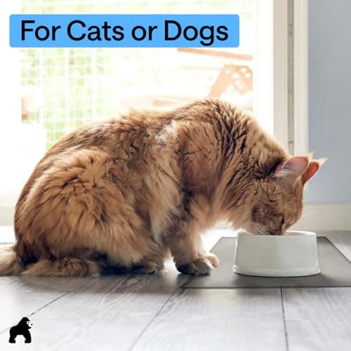 GORILLA GRIP Silicone Pet Feeding Mat, Waterproof, Raised Edges to Prevent Spills, Easy Clean in Dishwasher, Dogs and Cats Placemat Tray to Stop Food and Water Bowl Messes on Floor, 18.5x11.5, Gray — view 8
