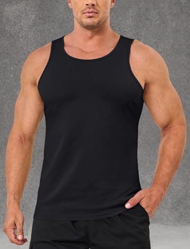 MAGCOMSEN Men's Tank Tops Sleeveless Summer Workout Shirt Casual Bodybuilding Lightweight Breathable Muscle T Shirt Black,L — view 6