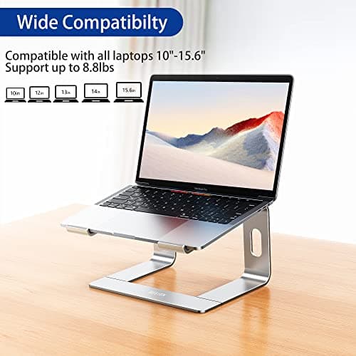 BESIGN LS03 Aluminum Laptop Stand, Ergonomic Detachable Computer Stand, Notebook Riser, Laptop Mount Compatible with Air, Pro, Dell, HP, Lenovo More 10-15.6" Laptops, Silver — view 2