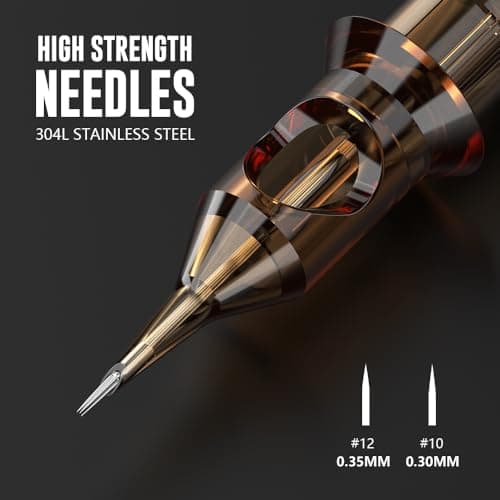 RHEIN Tattoo Cartridge Needles 20pcs 7RL #12 Standard 7 Round Liner Needle Diameter 0.35mm, 7mm X-Taper for Tattoo Artists & Beginners EN02-20-1207RL — view 2