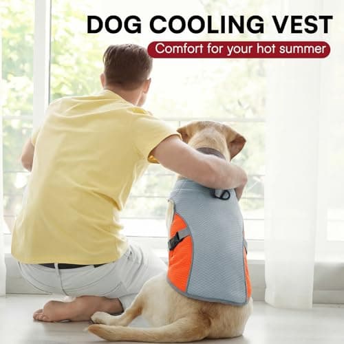 Preferhouse Dog Cooling Vest for Medium Dogs, Dog Cooling Jacket with Mesh and D Ring, Pet Reflective Stripe Jacket for Summer, Orange-M — view 6