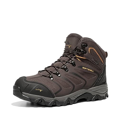 NORTIV 8 Men's Ankle High Waterproof Hiking Boots Outdoor Lightweight Shoes Trekking Trails Armadillo,Size 10,Brown/Black/Tan,160448_M