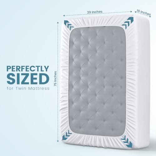 Twin Size Mattress Protector Waterproof, Premium 200 GSM Terry Mattress Cover, Soft & Breathable Bed Cover, Fitted Sheet Style Stretchable Deep Pockets 15" by Utopia Bedding (White) — view 3