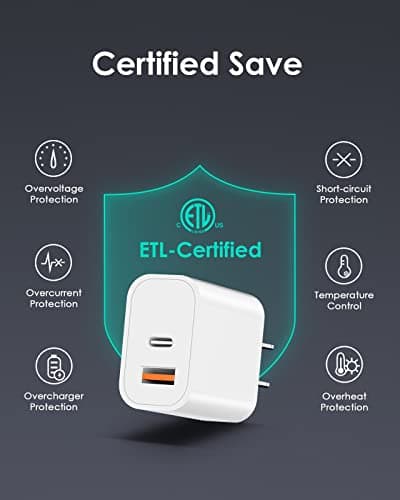 [4 Pack] USB C Charger Block Fast Charging Multiport Adpater [PD 20W USB-C & QC 3.0 USB-A Port] for iPhone 17/16/15/14/13/12/11/X/8, iPad, Galaxy, Google & More — view 4