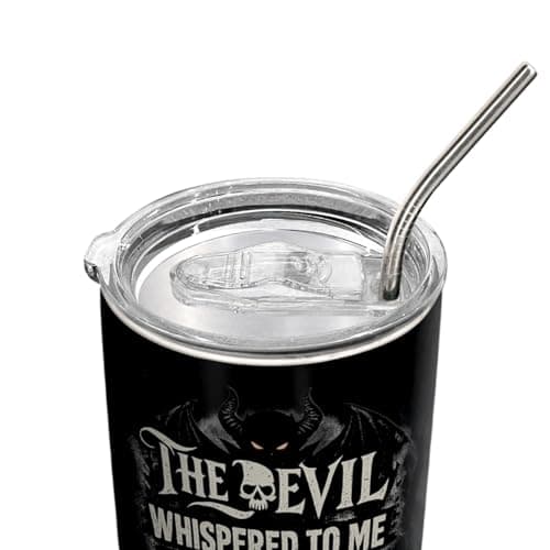 20oz Skull Devil Tumbler, Reaper Skull, Goth, Gothic Gifts, Gaming, Gamer Gifts, Coffee Tumbler for Men, Stainless Steel Double Wall Vacuum Insulated Coffee Mug, Travel Cup with Lid — view 5