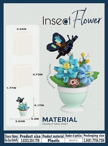 Sacblirr Blue Rosa Butterfly Mini Flower Bonsai Building Toy Set — view 2