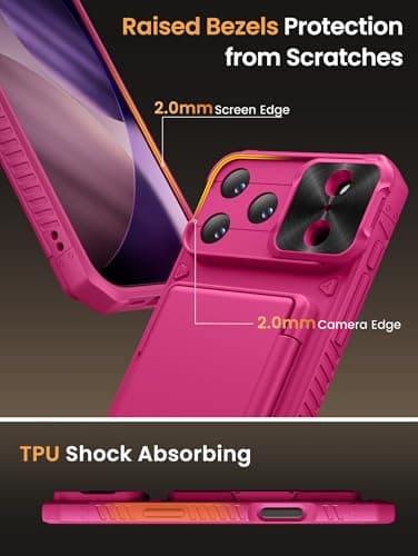 Vihibii for iPhone 17 Pro Max Case Wallet, Card Holder (4 Cards), Hot Pink — view 5