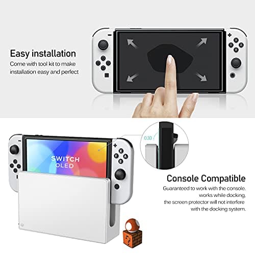 [4 Pack] iVoler Tempered Glass Screen Protector Designed for Nintendo Switch OLED Model 2021 Transparent HD Clear Screen Protector for Nintendo Switch OLED 7'', Bubble Free — view 5
