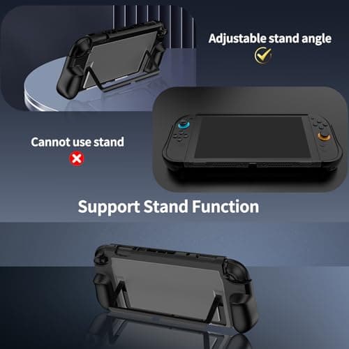 ewnol Dockable Case for Nintendo Switch 2, Protective Switch 2 Grip Case Supports Stand Use, Ergonomic Grip Cover with 2 Screen Protector & 4 Thumb Caps — view 4