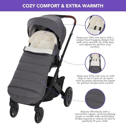 Bunting Bag for UPPAbaby Vista, V2, V3, Cruz, V2, V3 RumbleSeat, V2, V3 Ridge, Minu Strollers, Warm and Ultra-Plush Waterproof Stroller Footmuff, Extendable Winter Stroller Cover, Sleeping Bag — view 4
