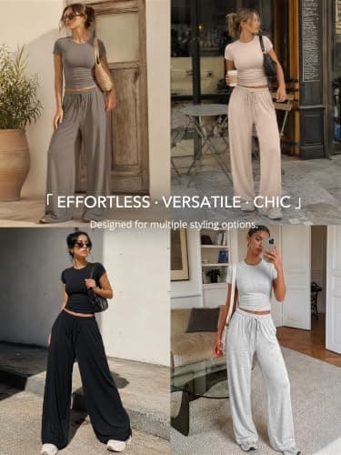 Trendy Queen Womens Petite 2 Two Piece Set 2026 Summer Workout Beach Vacation Cruise Gym Clothes Spring Fashion Lounge Matching School Comfy Airport Travel Outfit Athleisure Clothing — view 5
