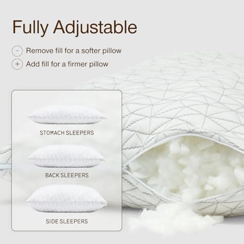 Coop Home Goods Original Adjustable Pillow, Queen Size Bed Pillows for Sleeping, Cross Cut Memory Foam Pillows - Medium Firm Back, Stomach and Side Sleeper Pillow, CertiPUR-US/GREENGUARD Gold