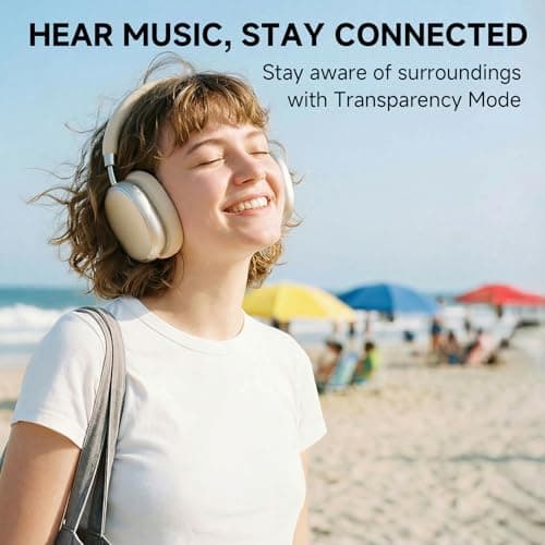FOFUN NC95 Hybrid Active Noise Cancelling Headphones with Knob Control, 120H Playtime Over Ear Headphones Wireless Bluetooth 6.0, App Control, Hi-Res Audio, Comfort Fit, Clear Calls for Travel/Workout — view 2