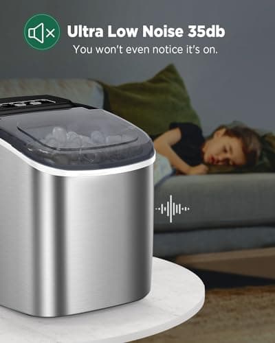 Silonn Ice Makers Countertop, 9 Cubes Ready in 6 Mins, 26lbs in 24Hrs, Self-Cleaning Ice Machine with Ice Scoop and Basket, 2 Sizes of Bullet Ice — view 5