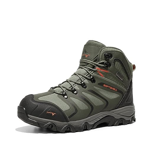 NORTIV 8 Men's Ankle High Waterproof Hiking Boots Outdoor Lightweight Shoes Backpacking Trekking Trails ARMADILLO,Size 10.5W,Army/Green/Black/Orange,160448_M-W