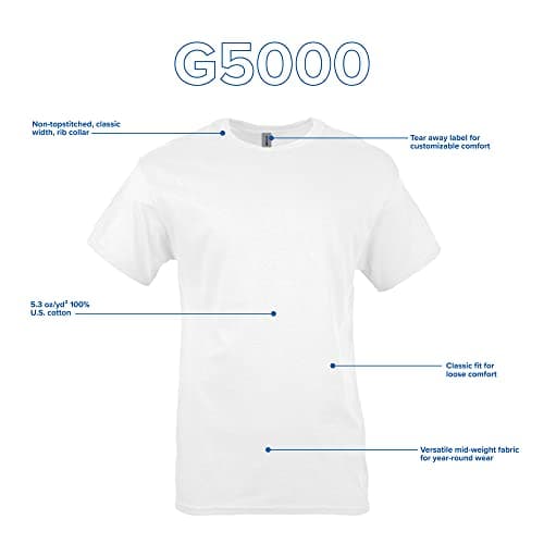 Gildan Mens Heavy Cotton T-Shirt, Style G5000, Multipack, White (3-Pack), Medium US — view 4