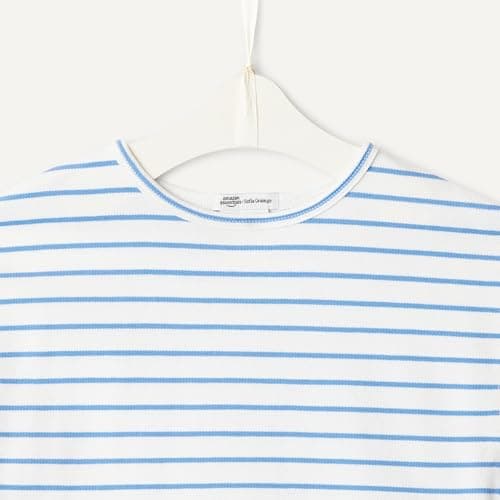 Amazon Essentials Unisex Babies x Sofia Grainge Baby Girl and Toddlers Cotton Pique Short Sleeve T-Shirt & Pants Set, Blue Uneven Thin Stripe, 2T — view 3